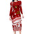 Personalised Tonga King Tupou I Day Family Matching Long Sleeve Bodycon Dress and Hawaiian Shirt Tongan Ngatu Pattern With Crown LT14 Mom's Dress Red - Polynesian Pride