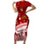 Personalised Tonga King Tupou I Day Family Matching Short Sleeve Bodycon Dress and Hawaiian Shirt Tongan Ngatu Pattern With Crown LT14 Mom's Dress Red - Polynesian Pride