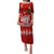 Personalised Tonga King Tupou I Day Puletasi Tongan Ngatu Pattern With Crown LT14 Long Dress Red - Polynesian Pride