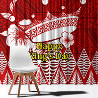 Tonga King Tupou I Day Window Curtain Tongan Ngatu Pattern With Crown LT14 - Polynesian Pride