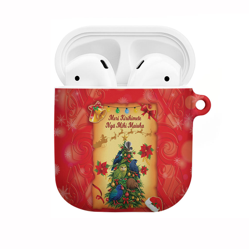 New Zealand Christmas AirPods Case Meri Kirihimete NZ Xmas Tree Animals LT14 Red - Polynesian Pride