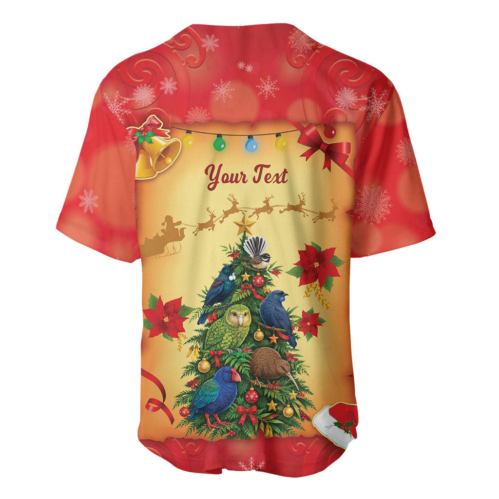 Personalised New Zealand Christmas Baseball Jersey Meri Kirihimete NZ Xmas Tree Animals LT14 - Polynesian Pride