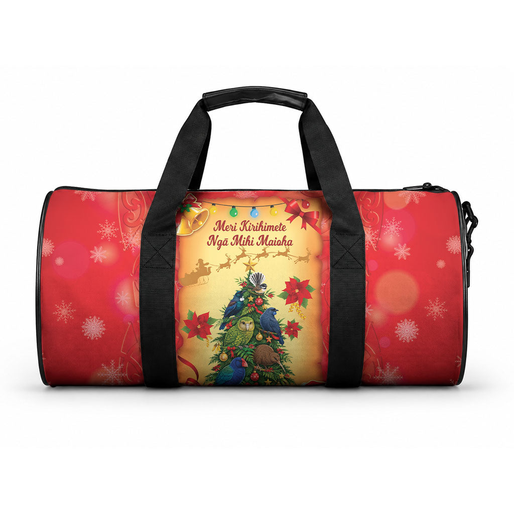 New Zealand Christmas Duffle Bag Meri Kirihimete NZ Xmas Tree Animals LT14 One size Red - Polynesian Pride