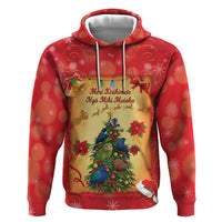 Personalised New Zealand Christmas Hoodie Meri Kirihimete NZ Xmas Tree Animals LT14 Pullover Hoodie Red - Polynesian Pride