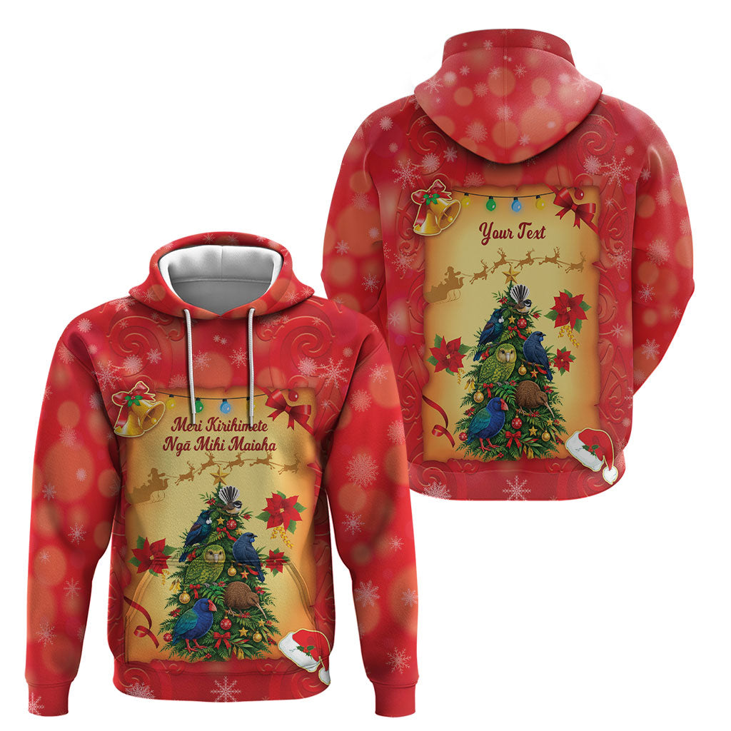 Personalised New Zealand Christmas Hoodie Meri Kirihimete NZ Xmas Tree Animals LT14 - Polynesian Pride