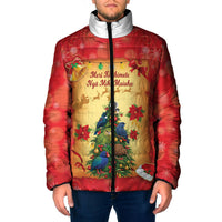 Personalised New Zealand Christmas Padded Jacket Meri Kirihimete NZ Xmas Tree Animals LT14 Men Red - Polynesian Pride