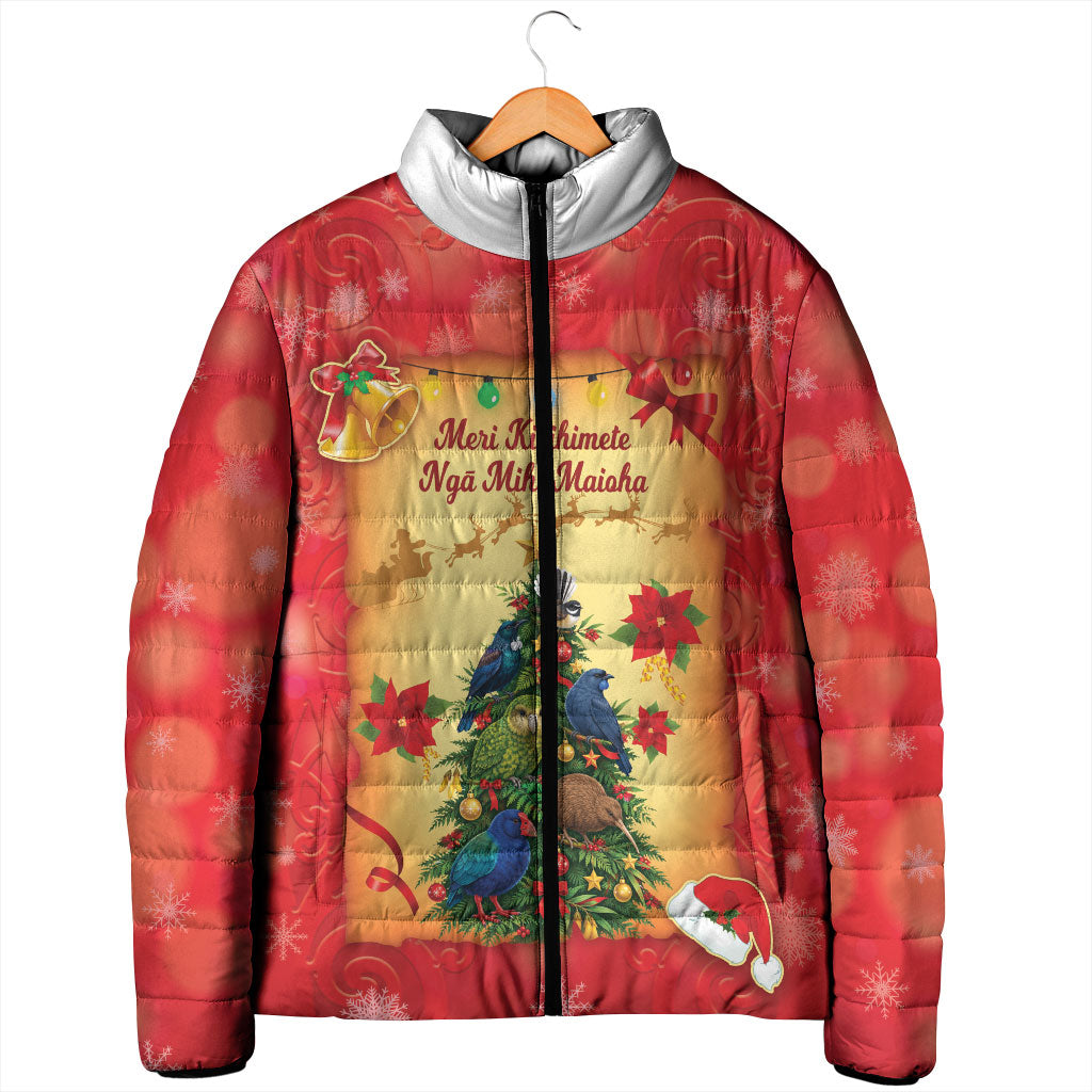 Personalised New Zealand Christmas Padded Jacket Meri Kirihimete NZ Xmas Tree Animals LT14 - Polynesian Pride
