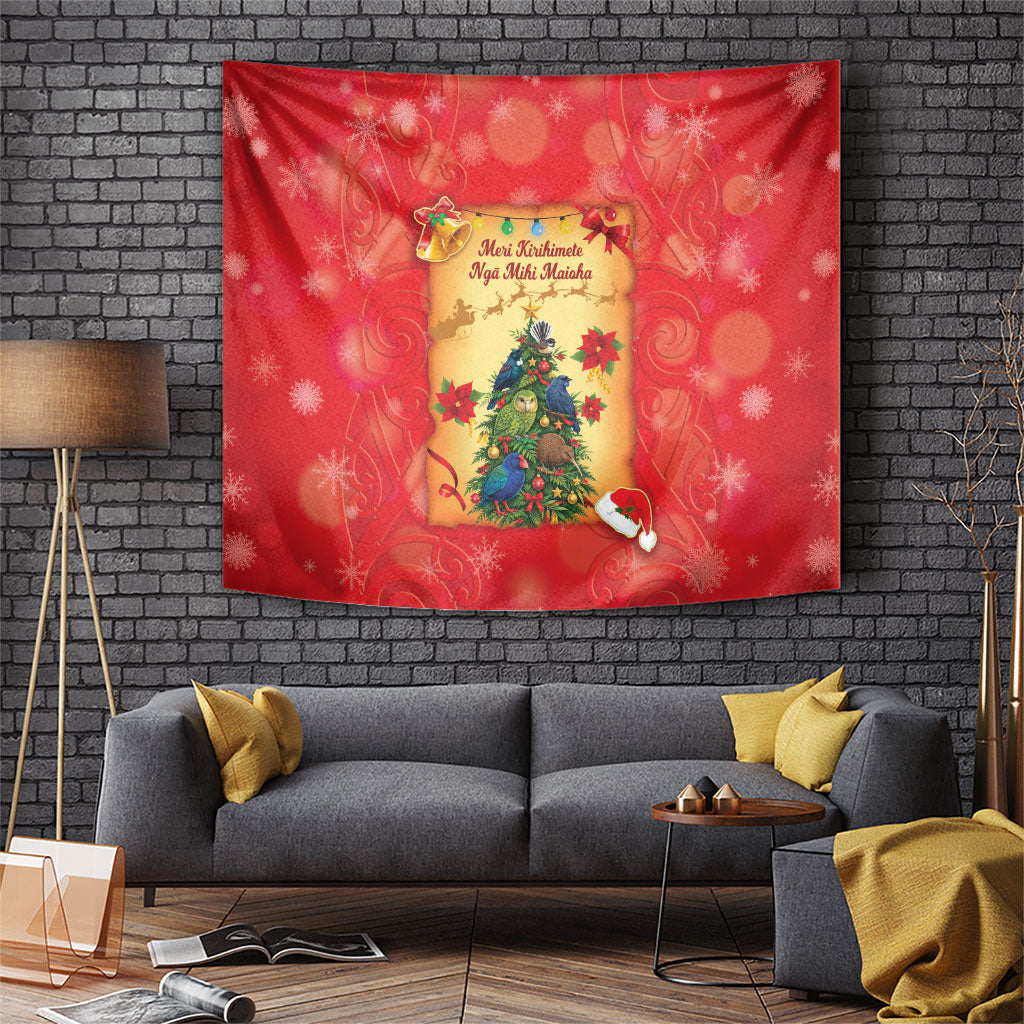 New Zealand Christmas Tapestry Meri Kirihimete NZ Xmas Tree Animals