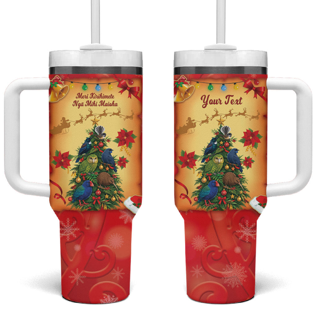Personalised New Zealand Christmas Tumbler With Handle Meri Kirihimete NZ Xmas Tree Animals