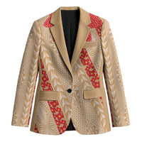 Malo e Lelei Tonga Blazer Heilala Lei Tongan Ngatu Pattern LT14 Unisex Beige - Polynesian Pride