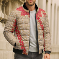 Malo e Lelei Tonga Bomber Puffer Jacket Heilala Lei Tongan Ngatu Pattern