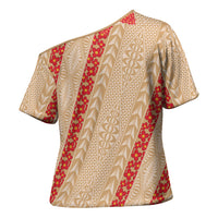 Malo e Lelei Tonga Cross Shoulder Shirt Heilala Lei Tongan Ngatu Pattern