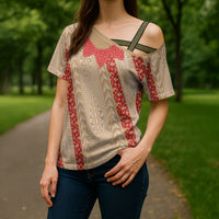 Malo e Lelei Tonga Cross Shoulder Shirt Heilala Lei Tongan Ngatu Pattern