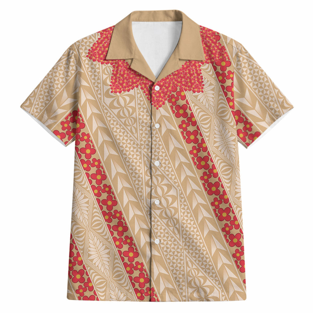 Malo e Lelei Tonga Hawaiian Shirt Heilala Lei Tongan Ngatu Pattern LT14 Beige - Polynesian Pride