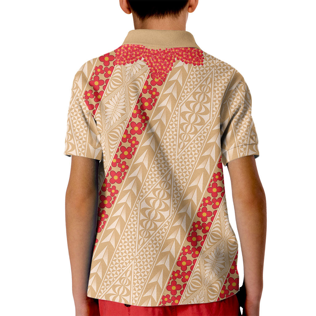 Malo e Lelei Tonga Kid Polo Shirt Heilala Lei Tongan Ngatu Pattern LT14 - Polynesian Pride