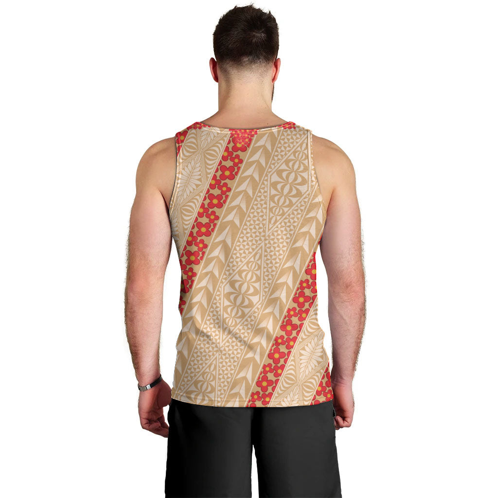 Malo e Lelei Tonga Men Tank Top Heilala Lei Tongan Ngatu Pattern LT14 - Polynesian Pride