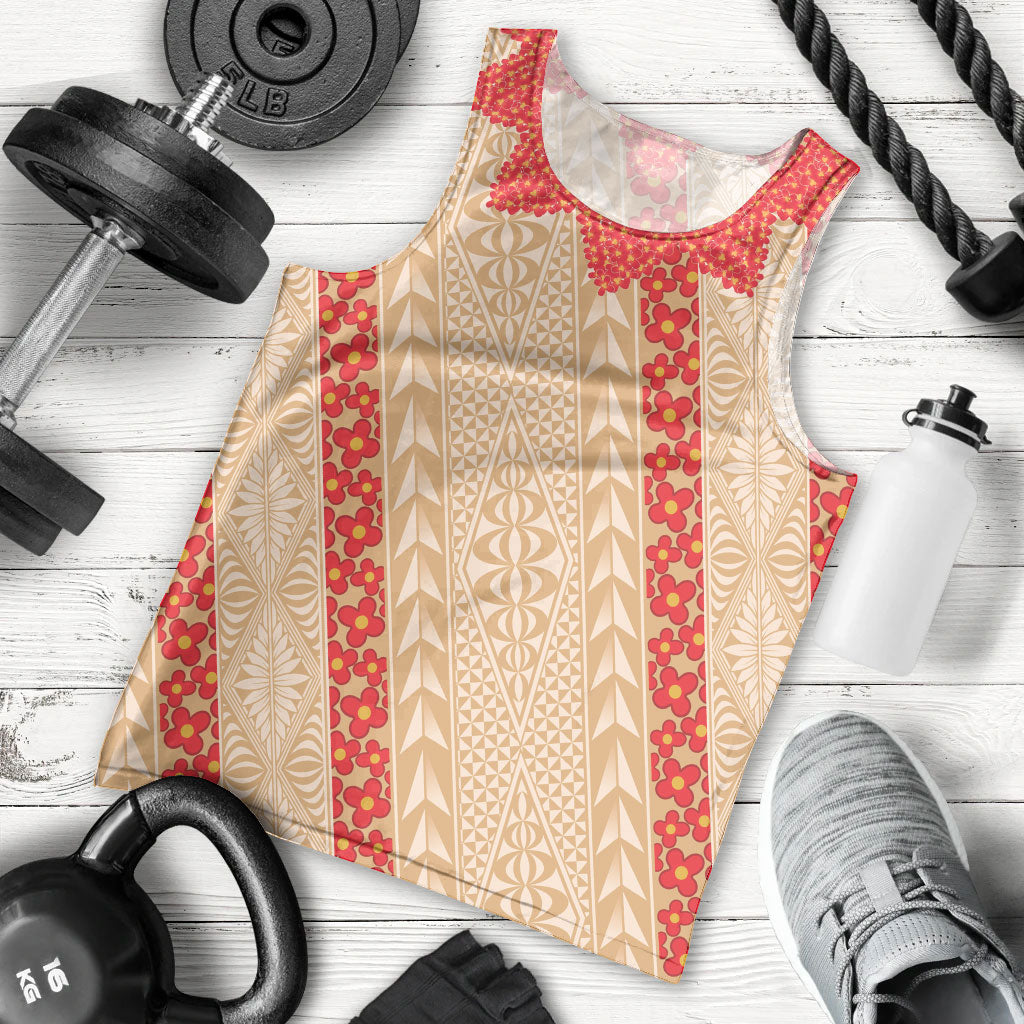 Malo e Lelei Tonga Men Tank Top Heilala Lei Tongan Ngatu Pattern LT14 - Polynesian Pride