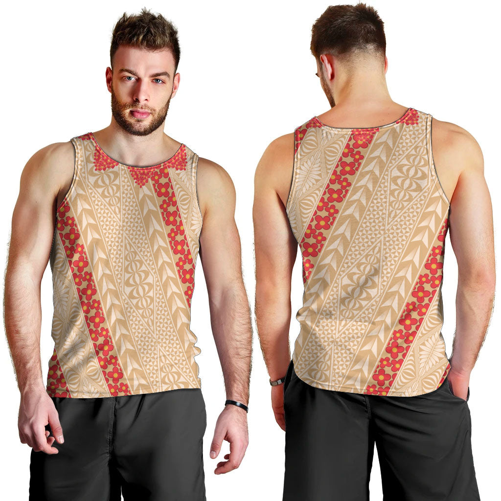 Malo e Lelei Tonga Men Tank Top Heilala Lei Tongan Ngatu Pattern LT14 - Polynesian Pride