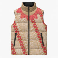 Malo e Lelei Tonga Sleeveless Puffer Jacket Heilala Lei Tongan Ngatu Pattern