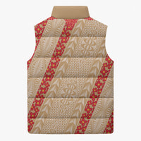 Malo e Lelei Tonga Sleeveless Puffer Jacket Heilala Lei Tongan Ngatu Pattern