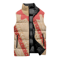 Malo e Lelei Tonga Sleeveless Puffer Jacket Heilala Lei Tongan Ngatu Pattern