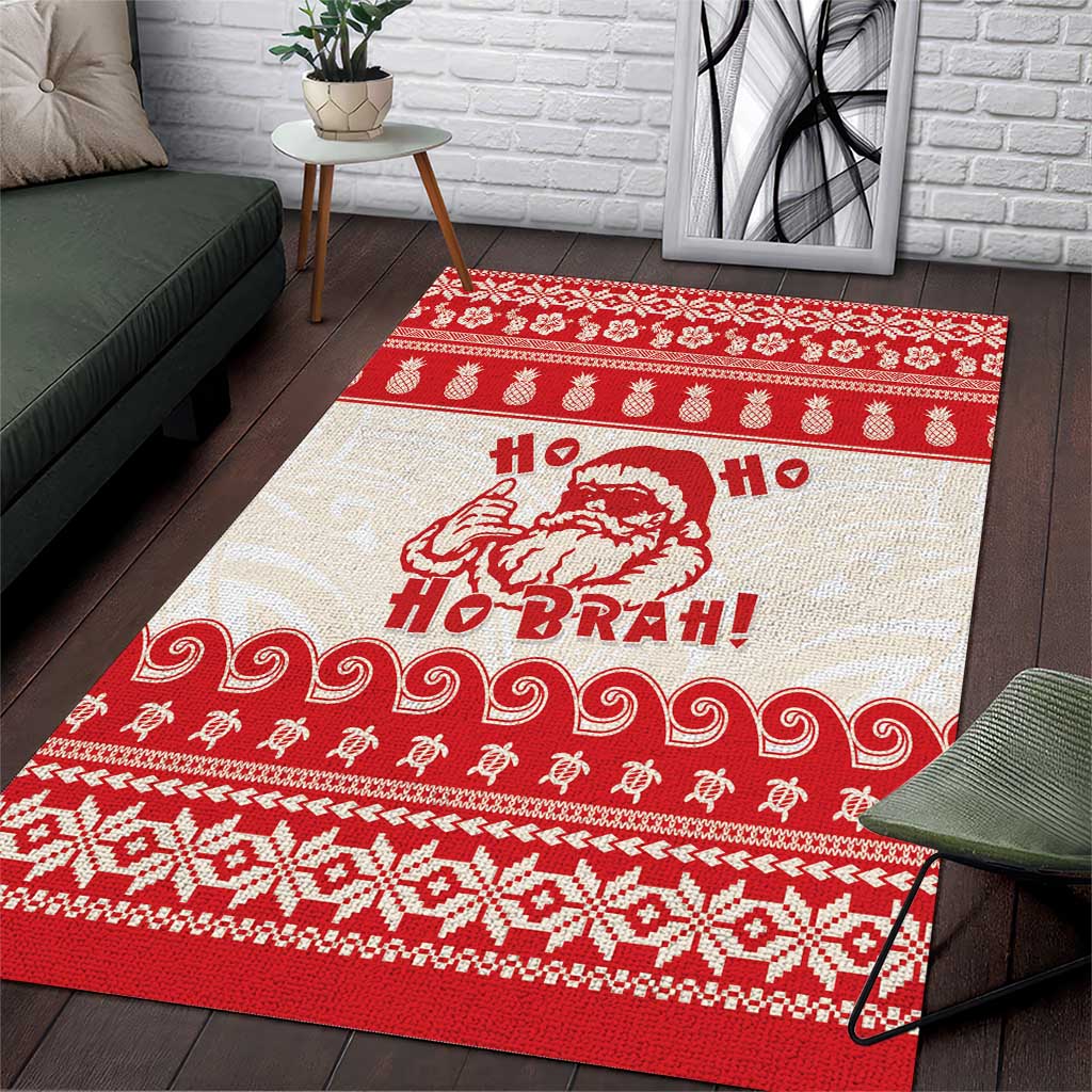 Red Mele Kalikimaka Hawaii Area Rug Funny Ho Ho Ho Santa Shaka LT14 Red - Polynesian Pride