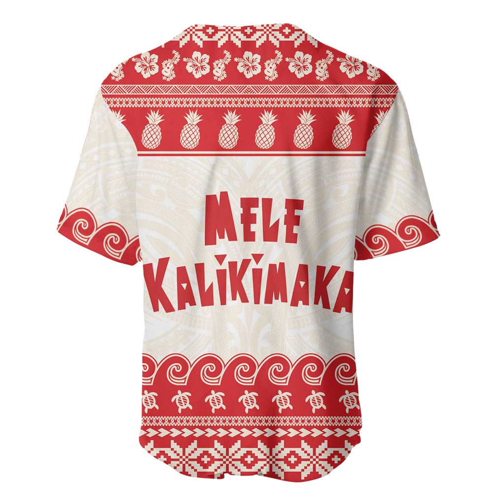 Red Mele Kalikimaka Hawaii Baseball Jersey Funny Ho Ho Ho Santa Shaka LT14 - Polynesian Pride