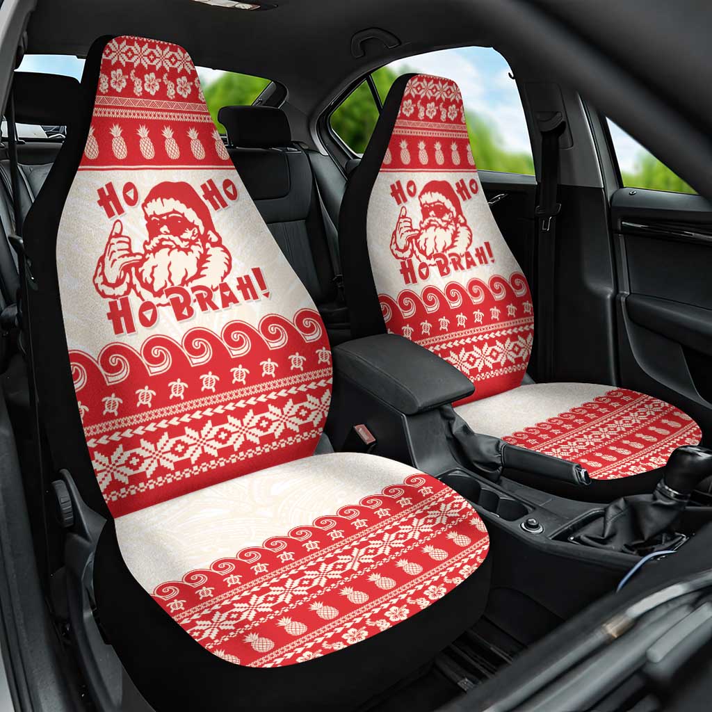 Red Mele Kalikimaka Hawaii Car Seat Cover Funny Ho Ho Ho Santa Shaka LT14 One Size Red - Polynesian Pride