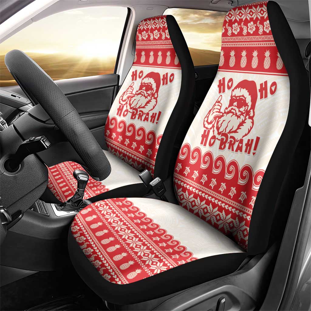 Red Mele Kalikimaka Hawaii Car Seat Cover Funny Ho Ho Ho Santa Shaka LT14 - Polynesian Pride