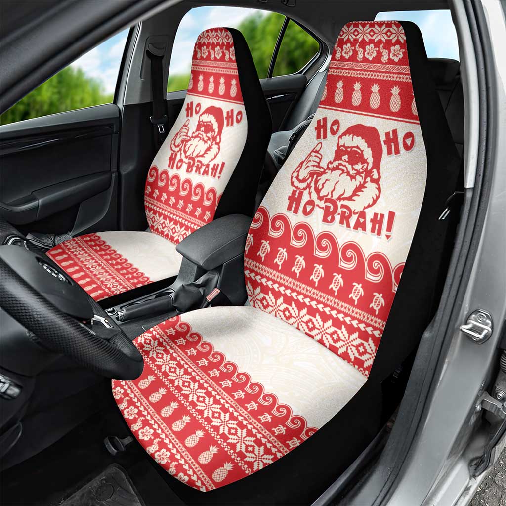 Red Mele Kalikimaka Hawaii Car Seat Cover Funny Ho Ho Ho Santa Shaka LT14 - Polynesian Pride