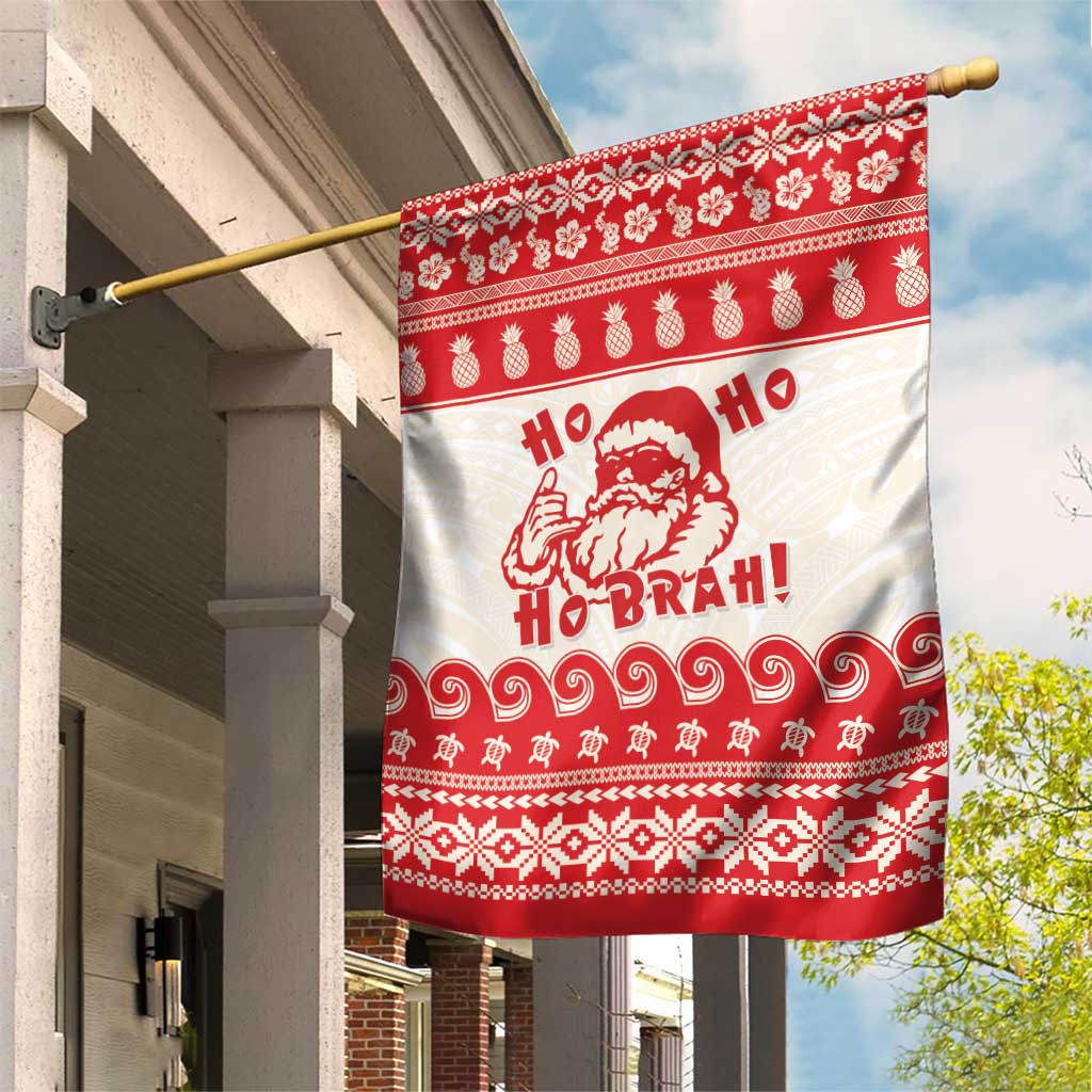 Red Mele Kalikimaka Hawaii Garden Flag Funny Ho Ho Ho Santa Shaka LT14 House Flag Red - Polynesian Pride