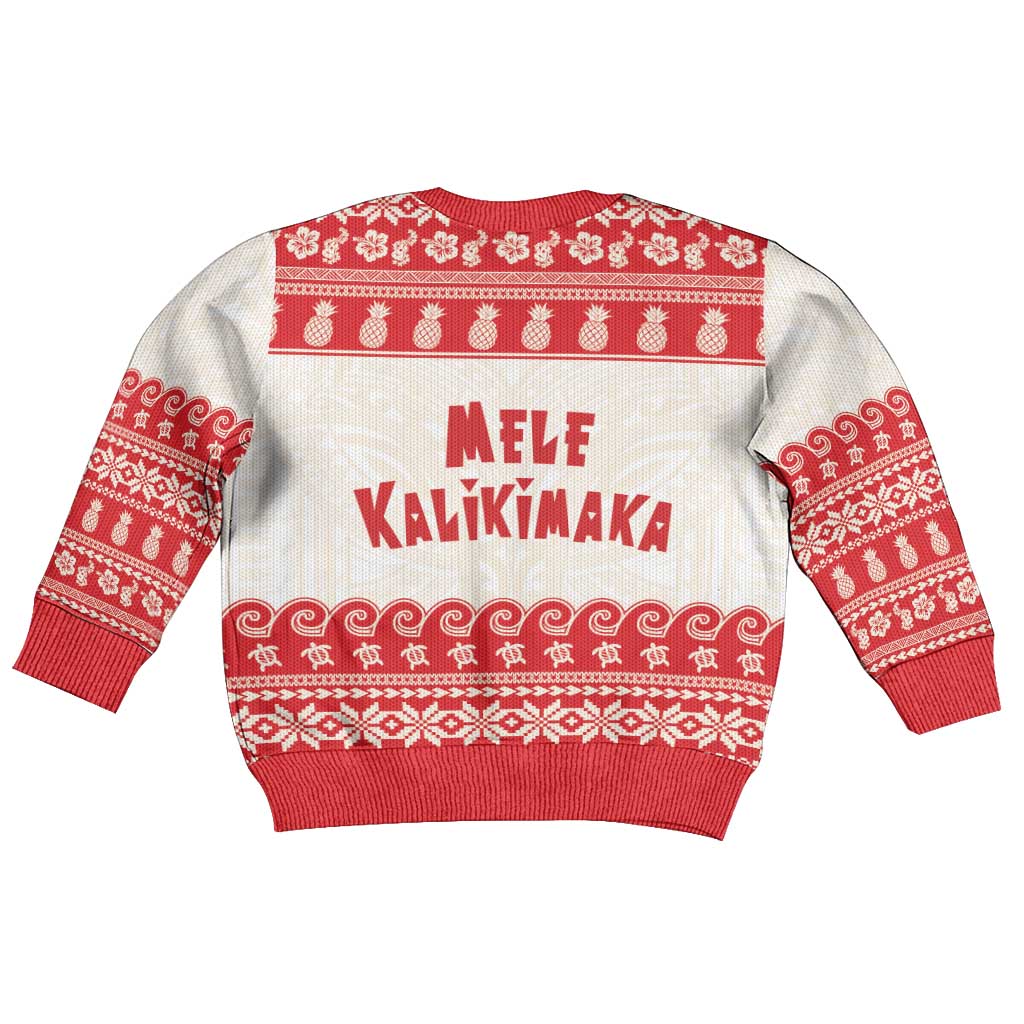 Red Mele Kalikimaka Hawaii Kid Ugly Christmas Sweater Funny Ho Ho Ho Santa Shaka LT14 - Polynesian Pride