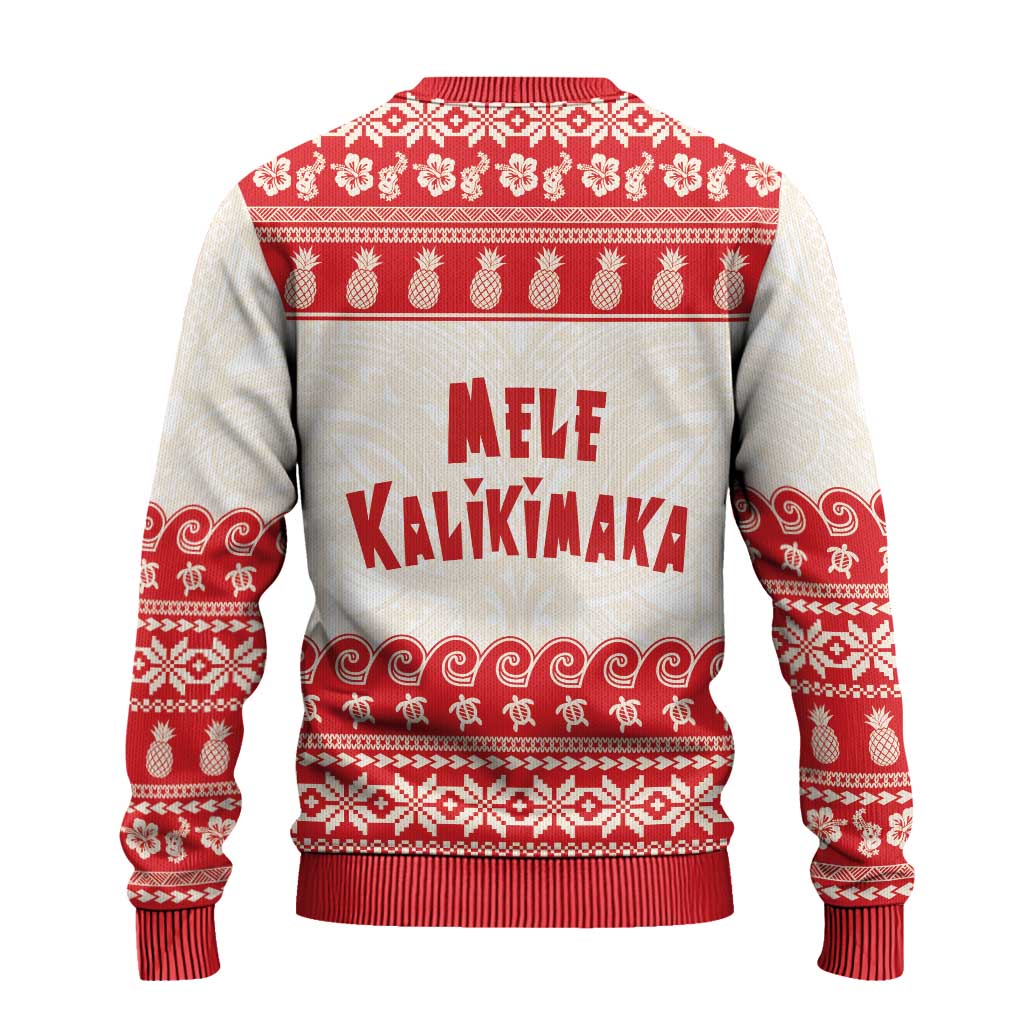 Red Mele Kalikimaka Hawaii Ugly Christmas Sweater - Funny Ho Ho Ho Santa Shaka LT14 - Polynesian Pride