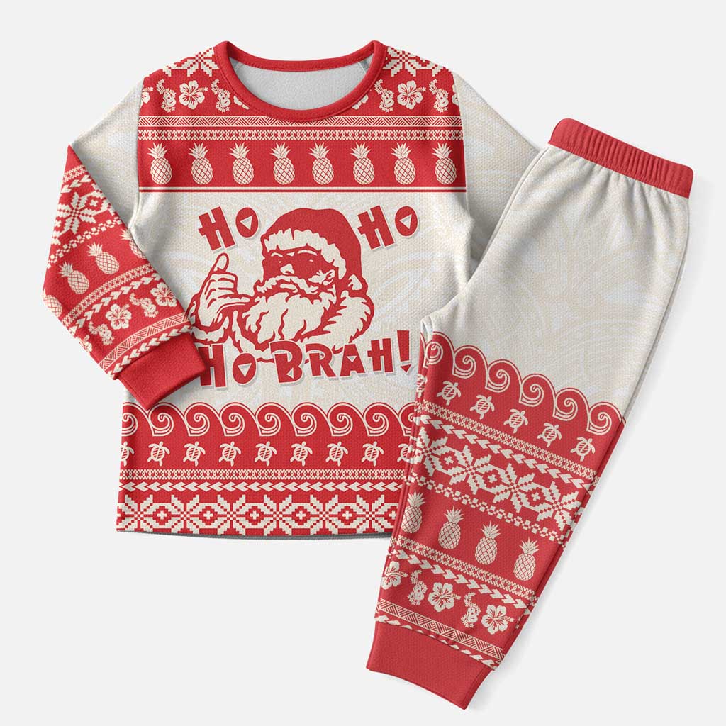 Red Mele Kalikimaka Hawaii Christmas Pajama Set Funny Ho Ho Ho Santa Shaka LT14 Men Red - Polynesian Pride