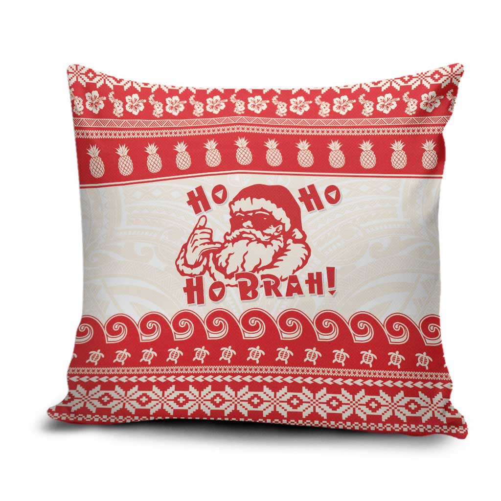 Red Mele Kalikimaka Hawaii Pillow Cover Funny Ho Ho Ho Santa Shaka LT14 Red - Polynesian Pride