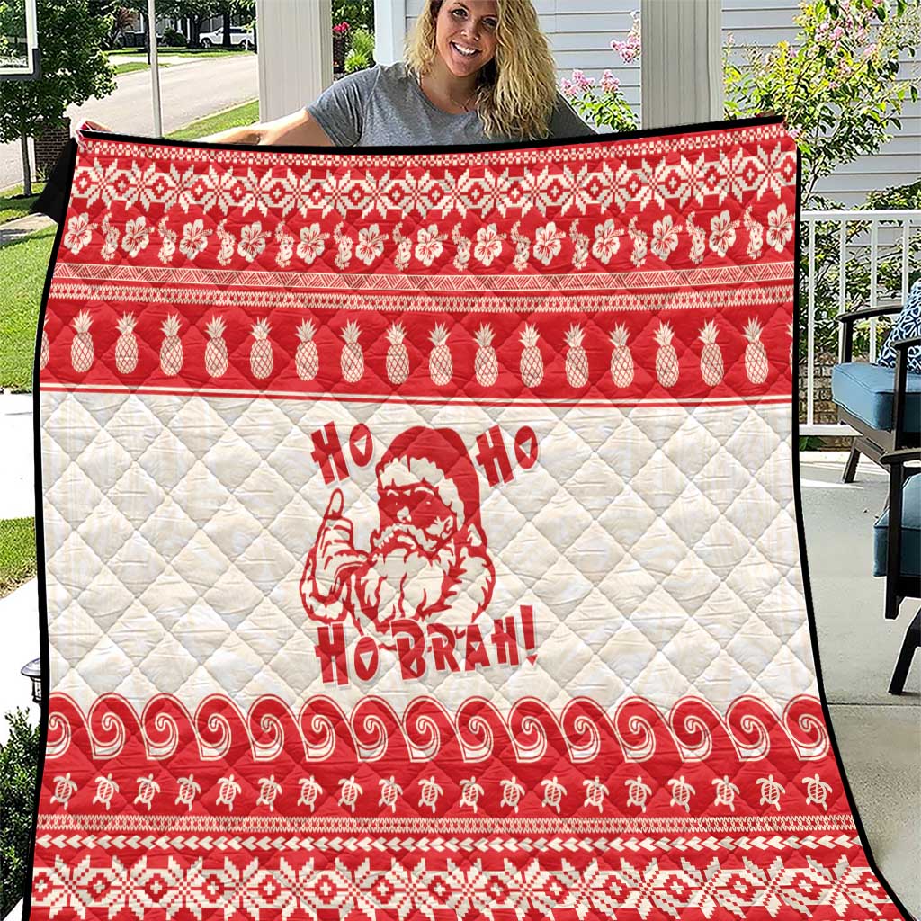Red Mele Kalikimaka Hawaii Quilt Funny Ho Ho Ho Santa Shaka LT14 Red - Polynesian Pride