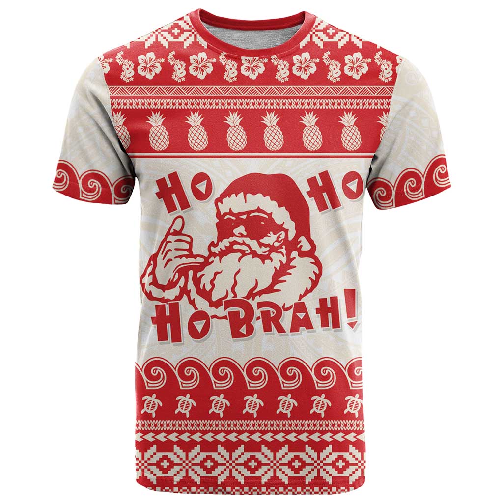 Red Mele Kalikimaka Hawaii T Shirt Funny Ho Ho Ho Santa Shaka LT14 Red - Polynesian Pride