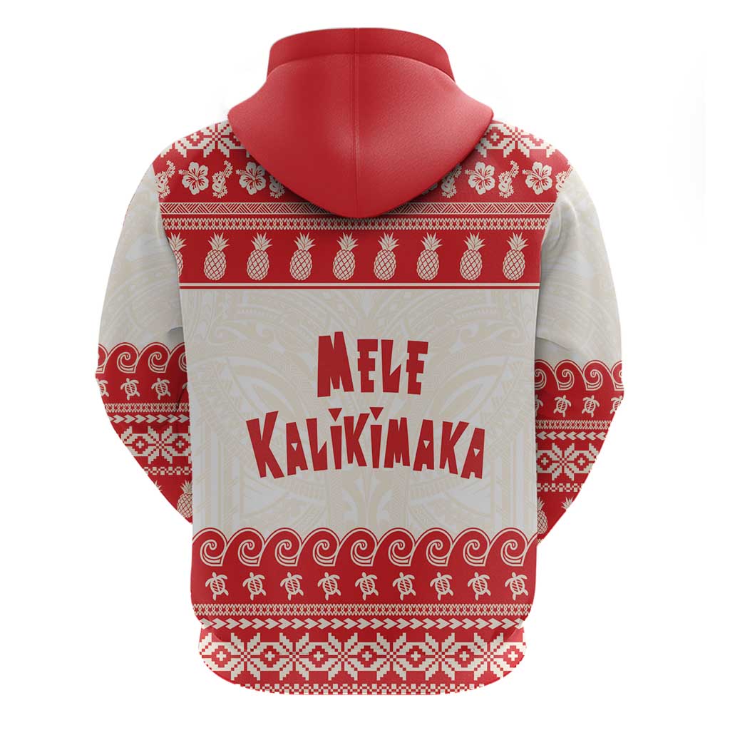 Red Mele Kalikimaka Hawaii Zip Hoodie Funny Ho Ho Ho Santa Shaka LT14 - Polynesian Pride