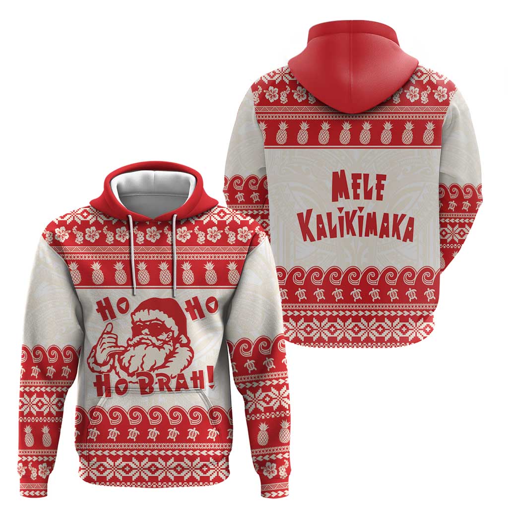 Red Mele Kalikimaka Hawaii Zip Hoodie Funny Ho Ho Ho Santa Shaka LT14 - Polynesian Pride