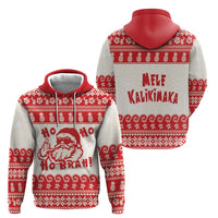 Red Mele Kalikimaka Hawaii Zip Hoodie Funny Ho Ho Ho Santa Shaka LT14 - Polynesian Pride