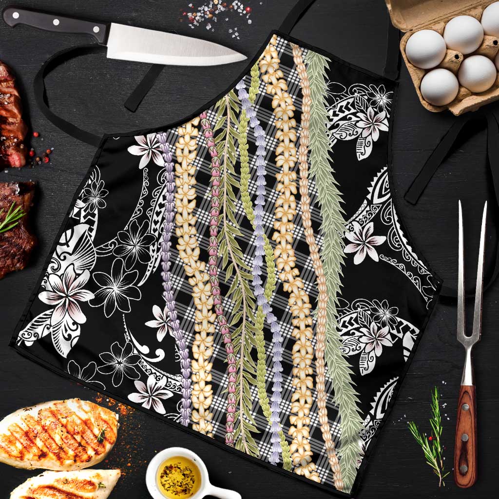 Black Palaka Hawaii Leis Apron Hawaiian-plaid Elegant Tropical Vibes LT14 Black - Polynesian Pride