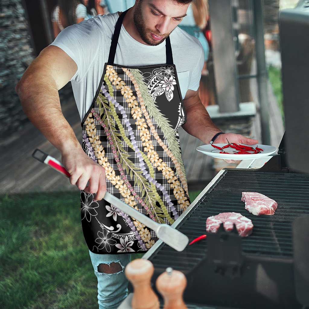 Black Palaka Hawaii Leis Apron Hawaiian-plaid Elegant Tropical Vibes LT14 - Polynesian Pride