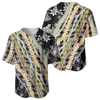 Black Palaka Hawaii Leis Baseball Jersey Hawaiian-plaid Elegant Tropical Vibes LT14 - Polynesian Pride