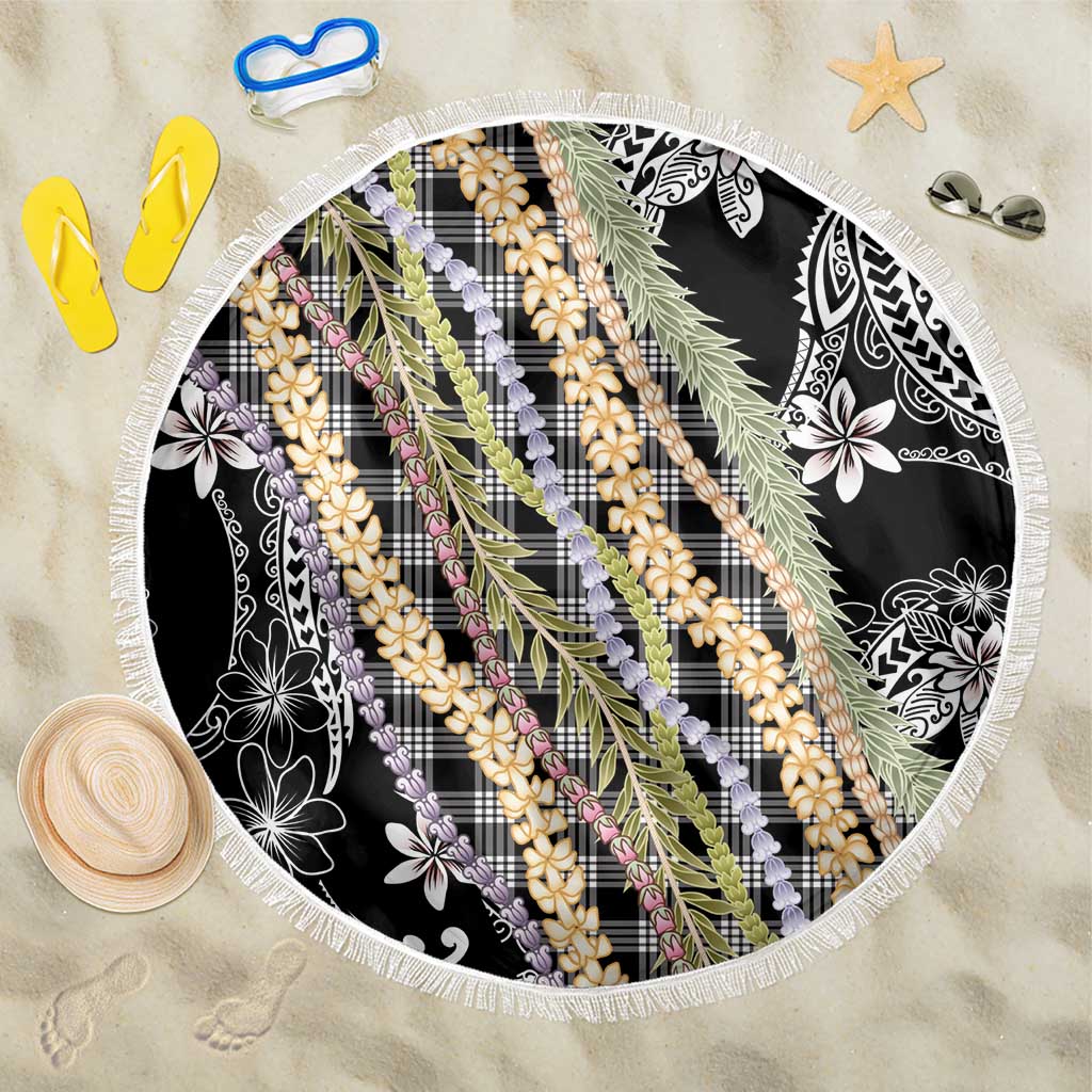 Black Palaka Hawaii Leis Beach Blanket Hawaiian-plaid Elegant Tropical Vibes LT14 One Size 150cm Black - Polynesian Pride