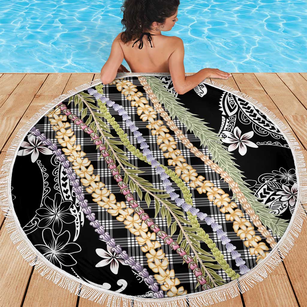Black Palaka Hawaii Leis Beach Blanket Hawaiian-plaid Elegant Tropical Vibes LT14 - Polynesian Pride