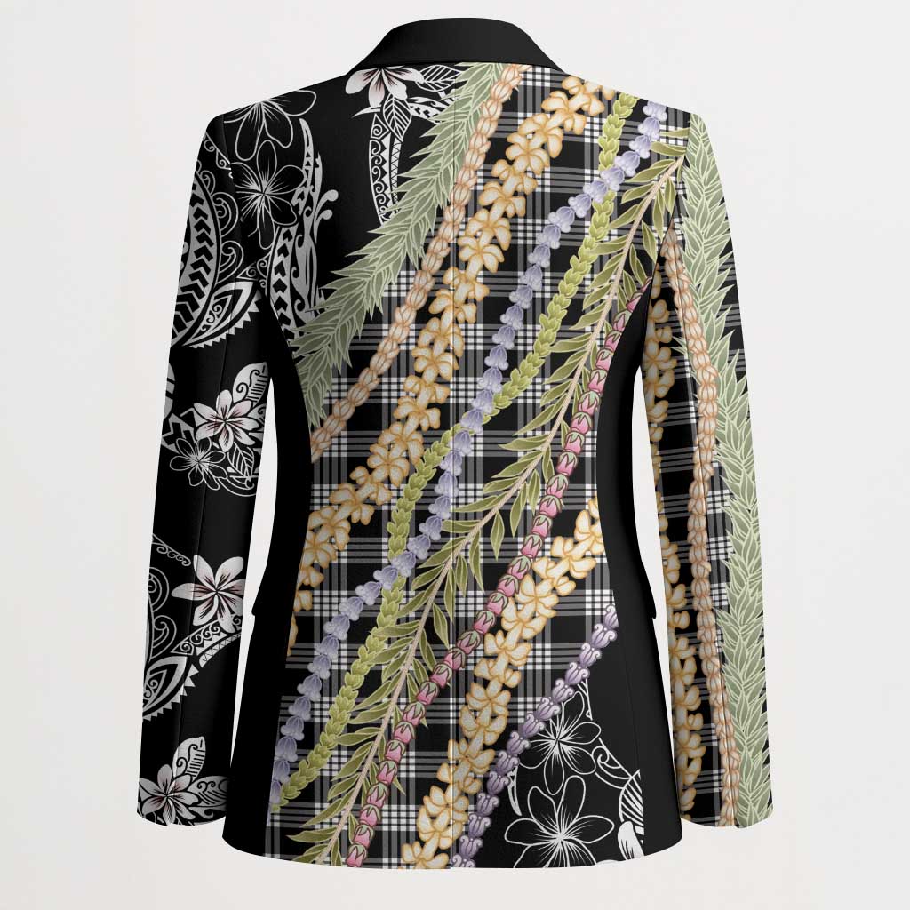 Black Palaka Hawaii Leis Blazer Hawaiian-plaid Elegant Tropical Vibes LT14 - Polynesian Pride