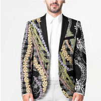 Black Palaka Hawaii Leis Blazer Hawaiian-plaid Elegant Tropical Vibes LT14 - Polynesian Pride