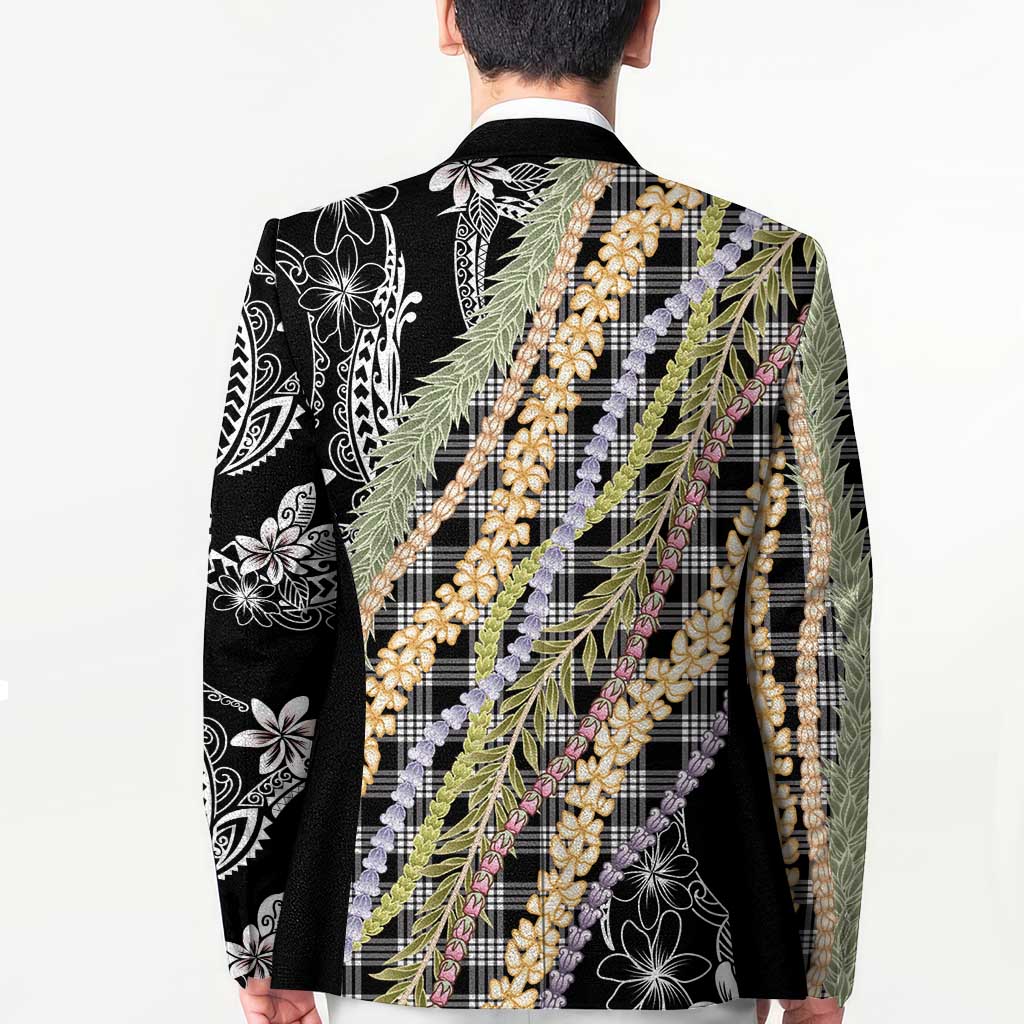 Black Palaka Hawaii Leis Blazer Hawaiian-plaid Elegant Tropical Vibes LT14 - Polynesian Pride