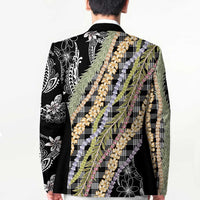 Black Palaka Hawaii Leis Blazer Hawaiian-plaid Elegant Tropical Vibes LT14 - Polynesian Pride