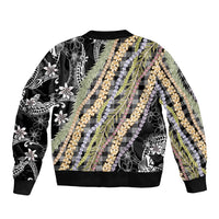 Black Palaka Hawaii Leis Bomber Jacket Hawaiian-plaid Elegant Tropical Vibes LT14 - Polynesian Pride